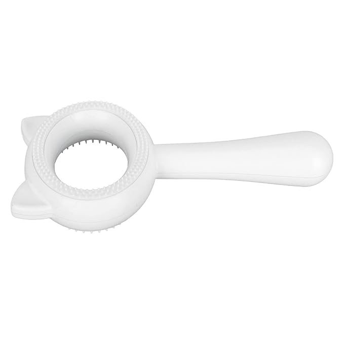 Cat Grooming Brush Double Sided Deshedding Massage Pet Hair Removal Comb for Cats Dogs Multipurpose Self Cleaning Comfortable Handle Round Tips Easy Cleaning ABS Material 17x9cm (White)