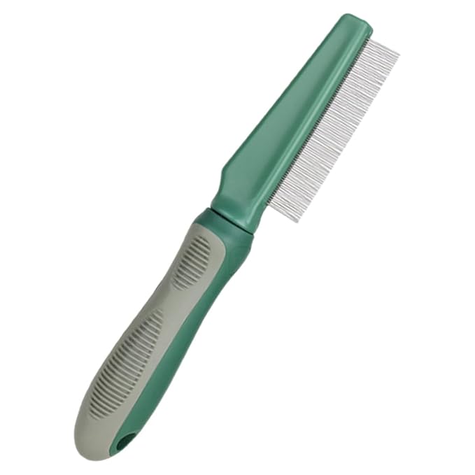 Dog Grooming Comb with 78 Metal Fine Teeth Dematting Flea Removal Tool for Cats and Dogs Olive Green, Pet Hair Detangler Grooming Supplies for Indoor Pets