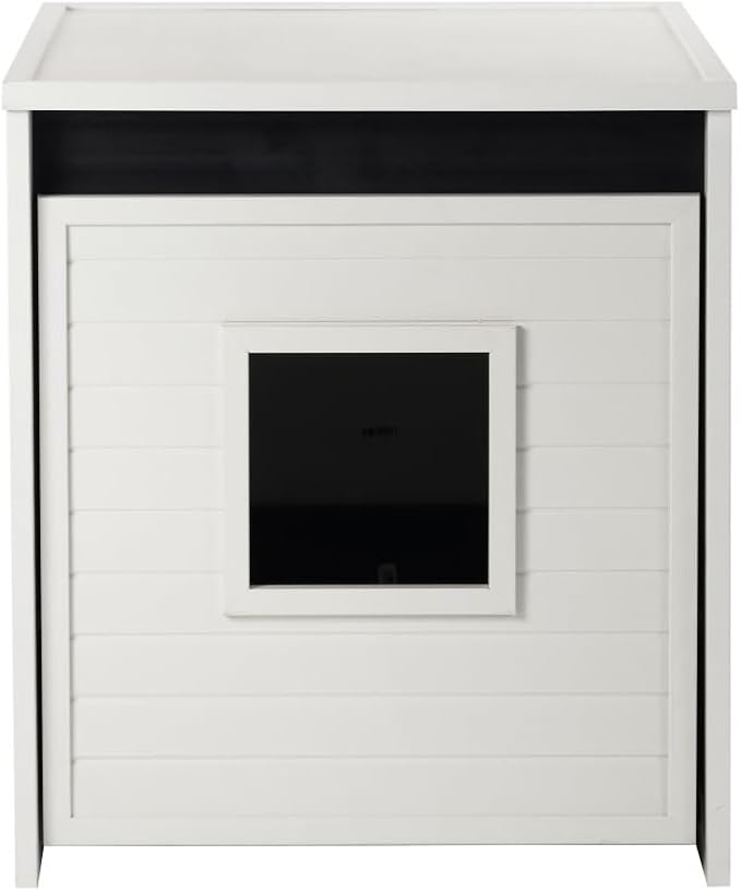 New Age Pet ECOFLEX Freedom Litter Loo Moisture‑Resistant Enclosure & End‑Table, Non‑Toxic, Pull Out Drawer, Indoor Cat Furniture, Antique White