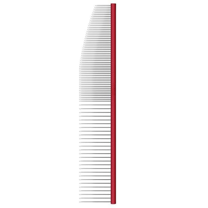 Generic Pet Groomer Crescent Comb Pet Crescent Comb， Pet Comb， Stainless Steel Teeth Comb For Dogs & Cats， Removes Knots, Mats Professional Grooming Tool， Pet Comb With Round Handle (red,round16cm)