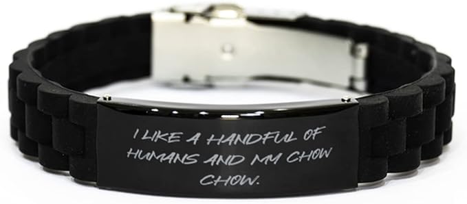 Joke Chow Chow Dog Gifts, I Like a Handful of Humans and My, Cool Black Glidelock Clasp Bracelet for Dog Lovers from Friends, Dog food, Dog bowl, Pet food, Pet supplies, Dog toys