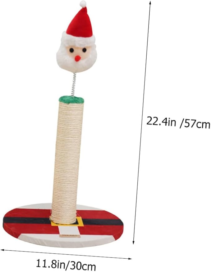 DOITOOL Christmas Cat Scratching Post with Sisal Rope, Vertical Kitten Scratcher for Indoor Cats, Pet Climbing Pole and Play for Daily Use