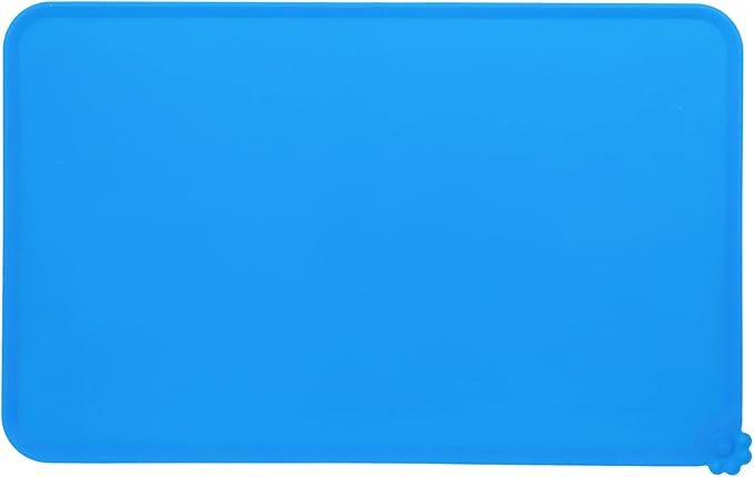 Silicone Non Slip Pet Feeding Bowl Mat for Dogs, Leakproof Dog Placemat for Food and Water, 11.8x18.9in Pet Supplies (Blue)