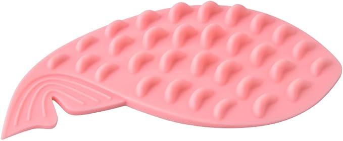 Whale Shape Wall Mount Cat Grooming Brush, Self Adhesive Silicone Massage Scratcher with Catnip, Removable Hair Cleaning Tool for Cats
