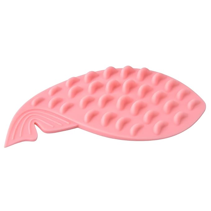 Self Adhesive Cat Grooming Brush | Whale Shape Silicone Massage Brush with Catnip | Gathers Loose Hair & Promotes Flow | Easy to Maintain Cat Toy for Glass/Wall