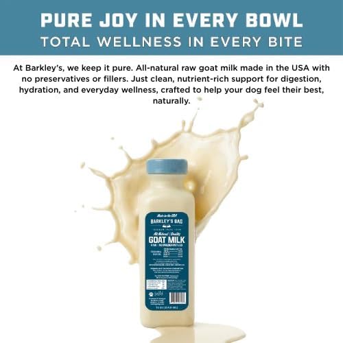 Barkley’s Bag Frozen Raw Goat Milk for Dogs, Single Ingredient, High Protein, Healthy Fats, Complete Balanced Nutrition, Human Grade, 16 oz (3 Bottle)