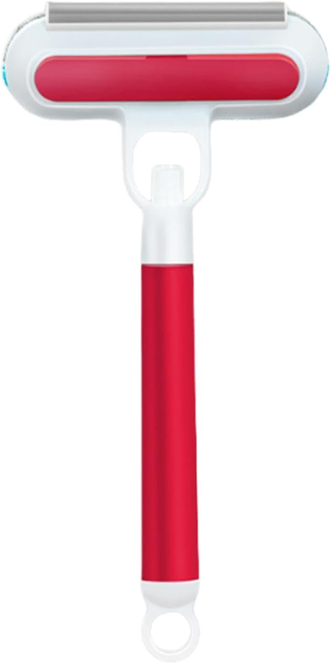 Pet Hair Removal Brush Dog Shedding Tool with Spray Function Grooming Cat Hair Remover for Laundry Window Glass Couch, Red