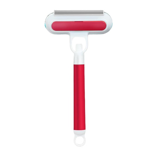 Pet Hair Removal Brush Glass Washable 3 in 1 Lightweight Cat Hair Remover Grooming Brush for Indoor Bedding Doors, Red