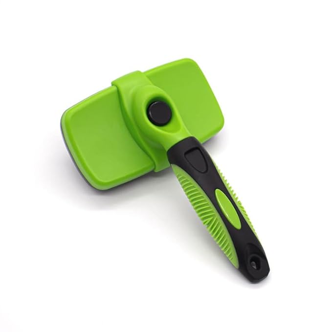 Cat Brush & Dog Brush — Deshedding Dog Brush, Deshedding Brush & Cat Hair Brush, Dematting Tool for Dogs & Cats, Undercoat Rake for Dogs, Flea Comb for Pets (Green, Large)