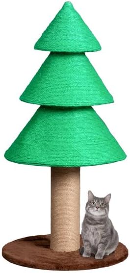 Christmas Tree Cat Scratcher Tower – 31.5" Sisal Scratching Post with Fleece Base for Indoor Cats, Holiday Décor, Sturdy Stable Base