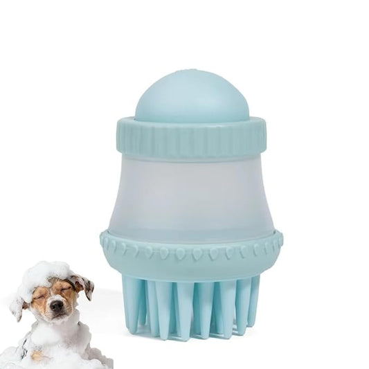 Pet Grooming Bath Brush Dog Cat Massage Brush Comb Bubble Maker with Shampoo Dispenser for Shower Scrubbing Remove Shedding Hair Soothing Massage Pet Supplies - Blue