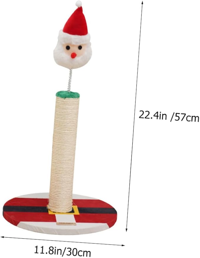 FRCOLOR Santa Claus Sisal Cat Scratching Post Kitten Climber Vertical Scratching Pole Indoor Cat Accessory and Kittens
