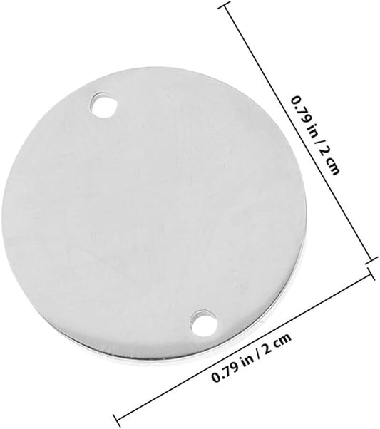 Totority 6pcs Stainless Steel Double-Hole Round Dog Id Tags 20mm Mirror Polished Blank Pet Name Tags for Engraving DIY Pet Supplies