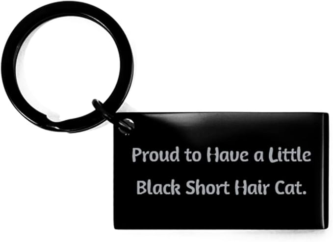 Proud to Have a Little Black Short Hair. Black Short Hair Cat Keychain, Inspirational Black Short Hair Cat Gifts, for Cat Lovers, Cat Toys, Catnip, Scratching Post, Litter Box, Food Bowl, Pet