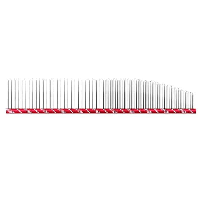 Generic Pet Groomer Crescent Comb Pet Crescent Comb， Pet Comb， Stainless Steel Teeth Comb For Dogs & Cats， Removes Knots, Mats Professional Grooming Tool， Pet Comb With Round Handle (red,enflory19cm)