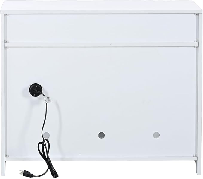 31.5" L White Cat Litter Box Enclosure with Hidden Plug & 2 Doors, Indoor Large Cat Washroom Storage Bench Side Table