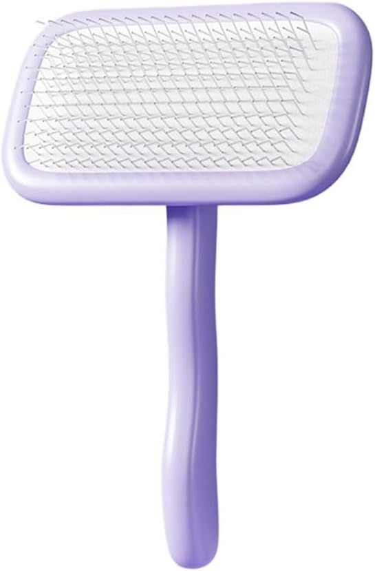 Pet Grooming Brush for Shedding Dog Cat Needle Comb Square-Shaped Deshedding Combs Detangler Grooming Tools for Short Long Hair Remove Tangles Knots - Purple L
