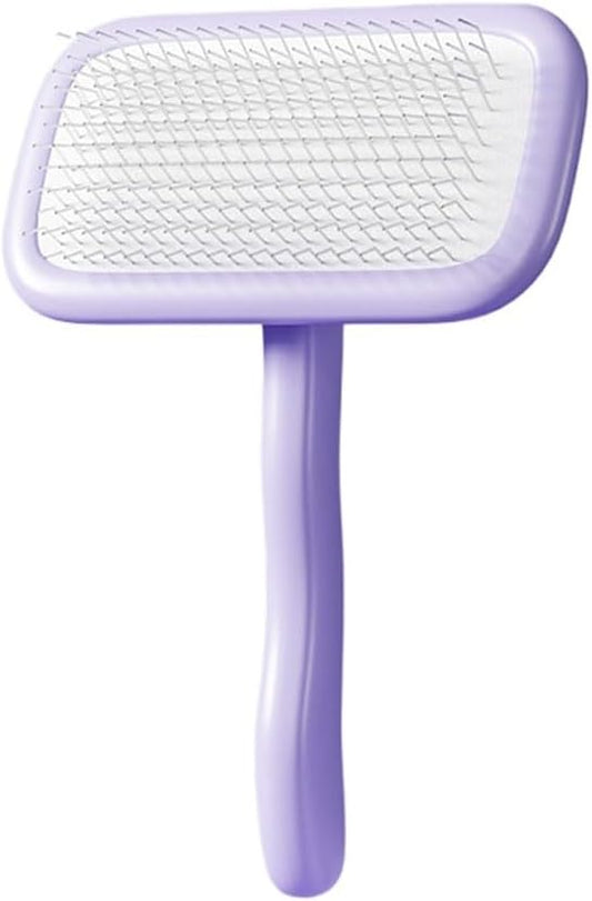 Pet Grooming Brush for Shedding Dog Cat Needle Comb Square-Shaped Deshedding Combs Detangler Grooming Tools for Short Long Hair Remove Tangles Knots - Purple L