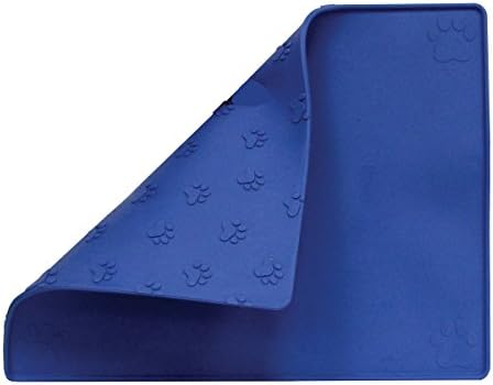 Prestige 18" x 14" Blue Pet Bowl Feeding Mat with Paw Print Design
