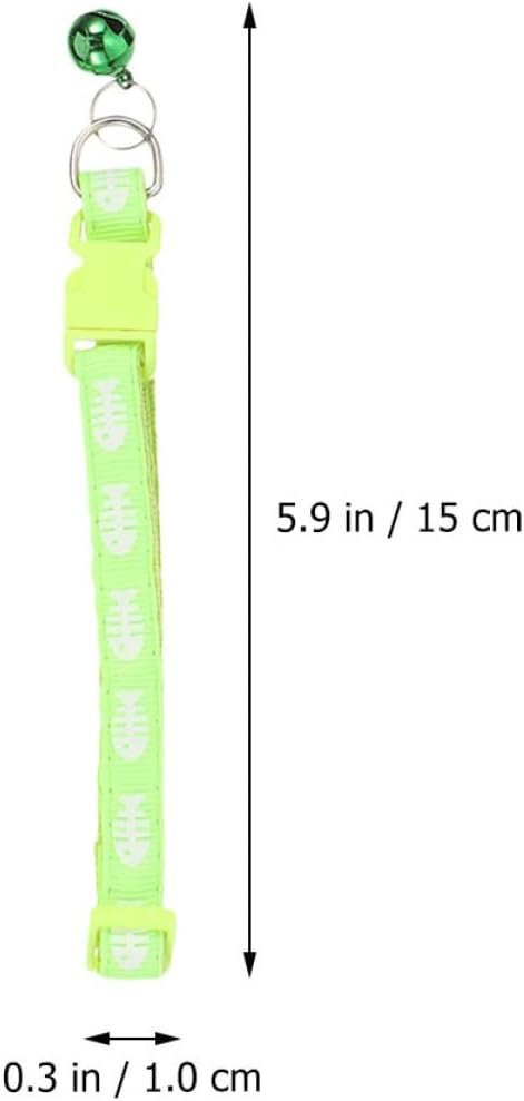6pcs Fishbone Pattern Pet Collar Set with Bell, Mixed Colors Cat and Puppy Collar, Lightweight Outdoor Household Kitten and Dog Supply Random Color