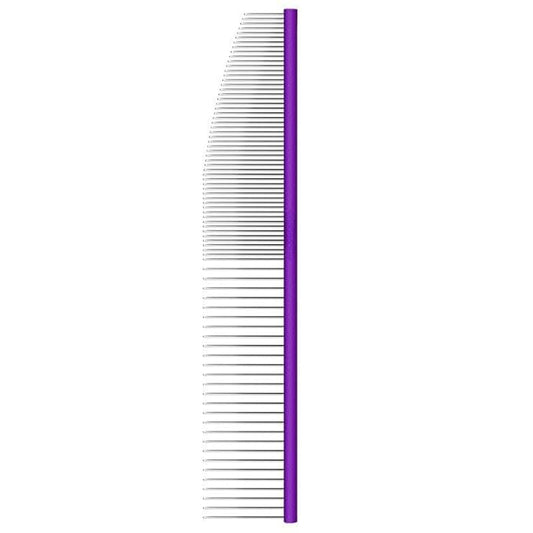Professional Pet Grooming Comb – Crescent Curved Wide/Fine Tooth Pet Comb Detangling Comb for Cat/Dog Face & Chin, Stainless Steel Teeth, Removes Knots & Flea Combs (purple,round19cm)
