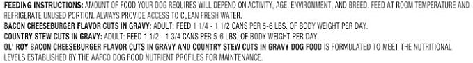 Ol's~Roys Wet Dog Food Variety Pack, 24 Cans, 5.5 oz Each, Bacon Cheeseburger & Country Stew in Gravy, Complete & Balanced Meal, Soft Texture for Small to Large Breeds, No Artificial Flavors