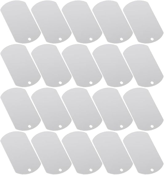Beaupretty Blank Aluminum Dog Name Tags and Metal Cow Ear Tags, 50x30mm Silver, 25pcs for Pet Collar Id and Cattle Identification in Farming and Pet Supplies