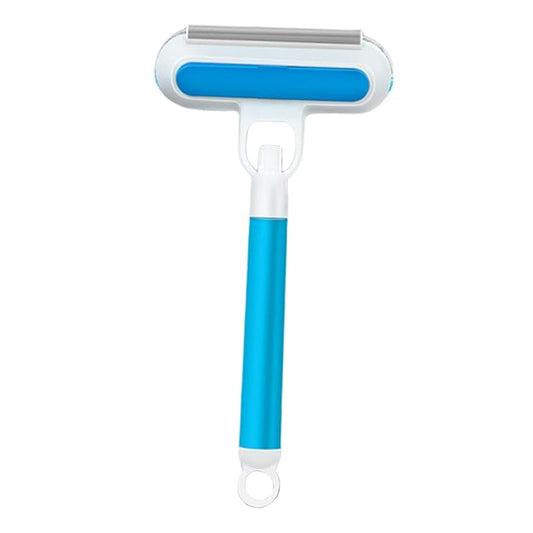 Pet Hair Removal Brush Glass Washable 3 in 1 Lightweight Cat Hair Remover Grooming Brush for Indoor Bedding Doors, Blue