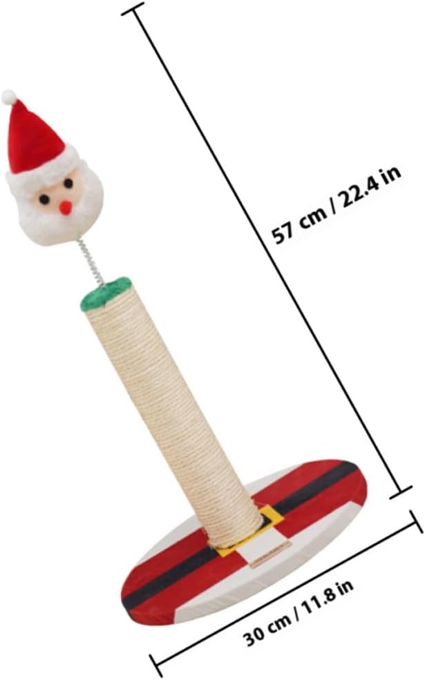 VOSAREA Christmas Cat Scratching Post for Indoor Cats Small Santa Claus Sisal Rope Scratcher Pole for Kittens