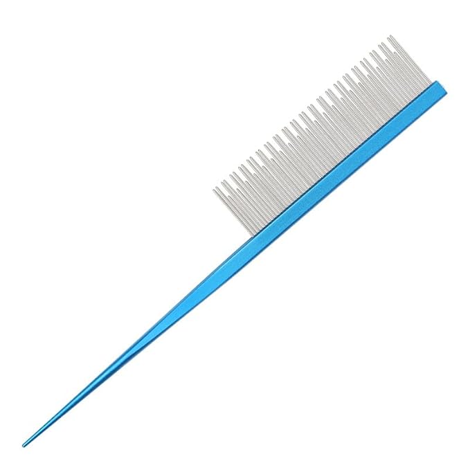 Pet Grooming Comb Rat Tail Comb Cat Hair Trimmer Combs Dog Hairstyle Comb Float Hair Removal Dematting for Cat Dogs Cat Comb Dog Comb Rounded Ends Pet Hair Comb for Home Grooming (One Size,blue 5)
