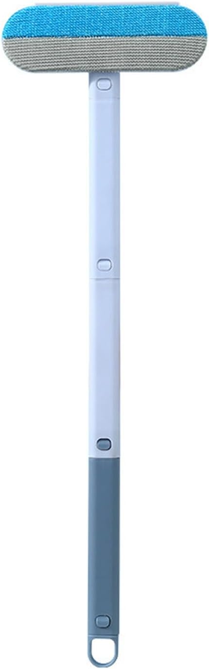 4-in-1 Pet Hair Remover – Long Handle Reusable & Washable Dog Cat Hair Removal Tool for Furniture, Carpet, Clothes, Tiles & Windows (Blue)