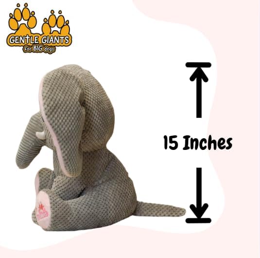 Gentle Giants Plush Elephant Dog Toy | Heavy Duty Dog Toys for Large Dogs Dog Enrichment Toys for Large Dogs | Dog Toys Without Squeakers - Grey