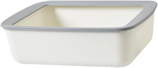 Open Top Pet Litter Tray, Easy Clean Cat Litter Box with Splash Guard, 16.14x12.20x4.92 Inch Indoor Cat Sand Box Toilet Basin- White