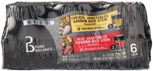 Generic Pure Balance Beef Stew and Chicken Stew Wet Dog Food Variety Pack, 12.5 oz Cans (6 Pack)