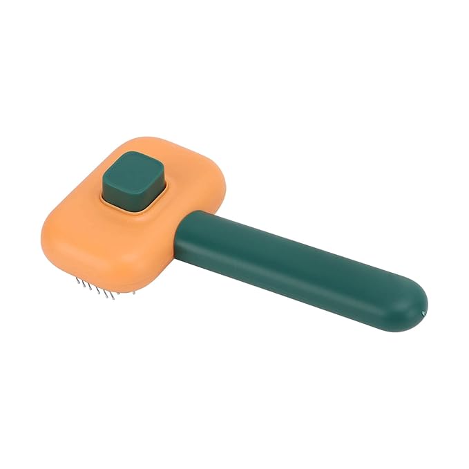 Dog Brush, Cat Brushes For Indoor Cats Dogs Grooming Brush Tool Mats Tangled Hair Slicker Massage Self Cleaning For Pets with Long or Short Hair (Orange Green)