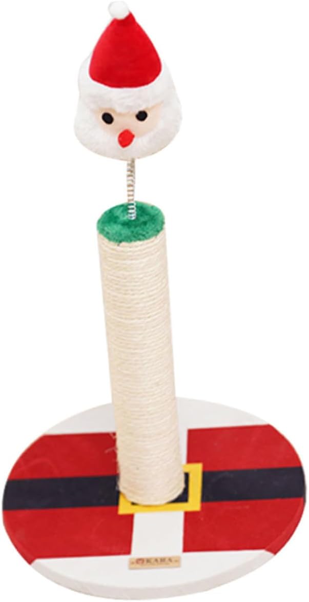 FRCOLOR Santa Claus Sisal Cat Scratching Post Kitten Climber Vertical Scratching Pole Indoor Cat Accessory and Kittens