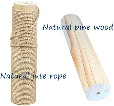 24inch Natural Wood Sisal Cat Scratching Post Replacement Pole Part for Tower Climbing Scratcher Large 3.54" Dia,DIY Cat Tree Pole Toy Extension Spare Post