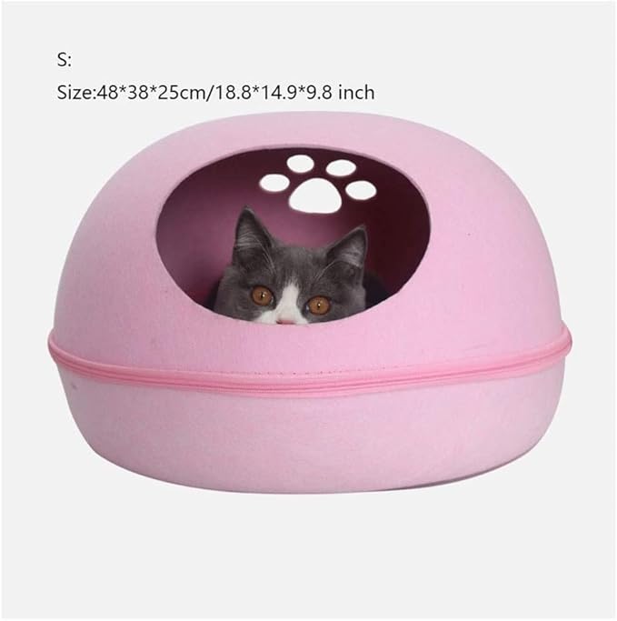 Ultra Soft Material Dog Cat Bed Cave Sleeping Bag Zipper Egg Shape Pet Felt Cloth House Nest Basket for Cats Animals Supplies Washable Pet Bed(Blue,48 * 38 * 25cm)