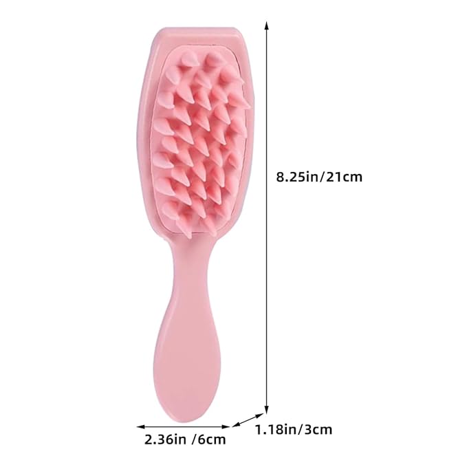 VILLCASE Dog Bath Scrubber Silicone Handle Pet Massage Brush for Grooming and Cleaning with Soft Bristles, Pink Puppy Bathing Supplies for Dogs and Cats