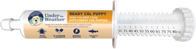 Under the Weather Pet | Ready Cal for Puppies 80cc | High Calorie Puppy Nutritional Supplement | Puppy Weight Gainer and High Calorie Booster | 10 Vitamins, 7 Minerals & Omega Fatty Acids