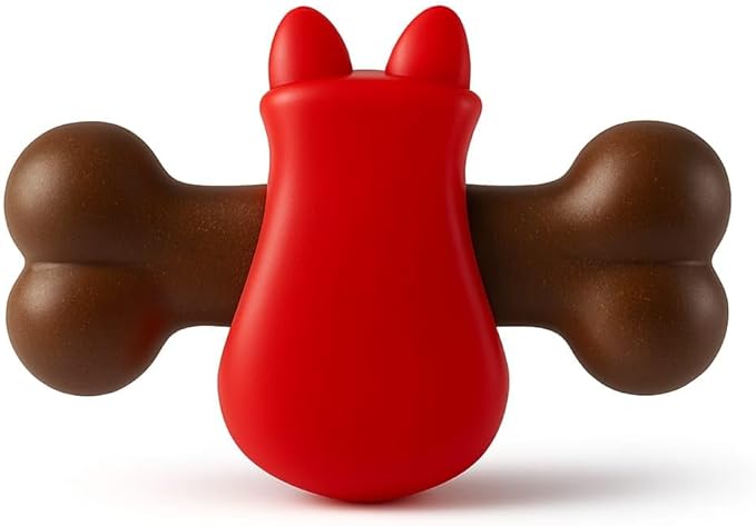 Dog Chew Toy – Bone Shape Rubber Pet Toy for Dogs, Interactive Indoor Play Toy, Lightweight Red Dog Toy