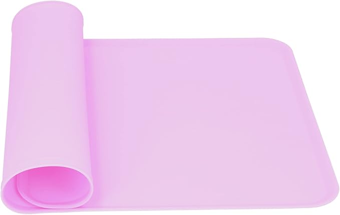 Silicone Non Slip Pet Feeding Bowl Mat for Dogs, Leakproof Dog Placemat for Food and Water, 11.8x18.9in Pet Supplies (Pink)