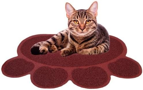 Jumbl Cat Litter MAT Catcher - Smartgrip Paw-Shaped Innovative Grass-Like Material Traps and Catches Litter While Remaining Soft On Paws - 24 x 18 1 Count (Pack of 1) - Burgundy