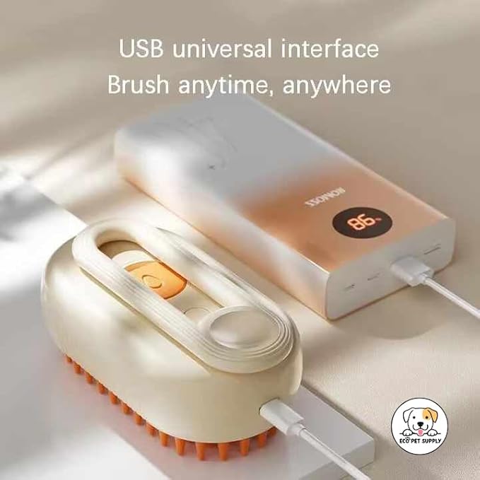 4-in-1 Cat Grooming Brush, Steam Cleaning and Massage Tool with Shedding Comb, Orange