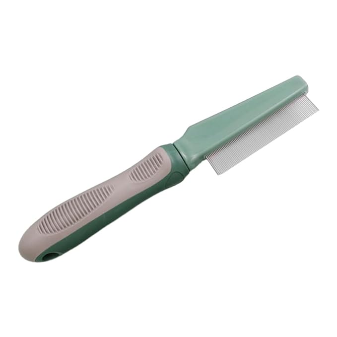 Dog Cat Grooming Comb with Fine Teeth for Removing Tangles and Mats Ergonomic Pet Brush with Durable Handle for Long-haired Cats and Dogs Olive