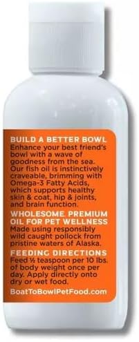 Boat to Bowl Wild Alaskan Omega-3 Fish Oil Flavor Food Topper Vitamins & Supplement for Cats and Dogs | 4oz