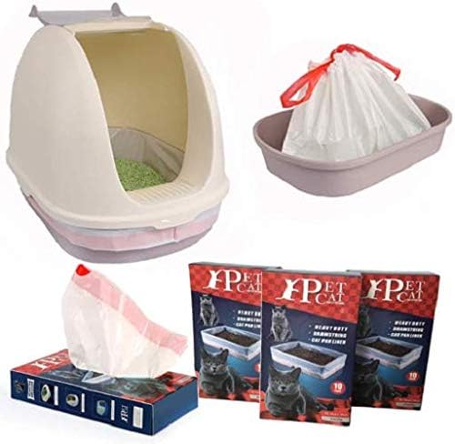 10pcs Cat Litter Box Liners large with Drawstrings Scratch Resistant Bags（36 x 19 inches），Suitable for Home and Office