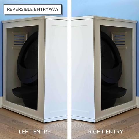 THE REFINED FELINE Refined Self-Cleaning Litter Box Cabinet, Wooden Cat Litter Box Enclosure for Automatic Litter Boxes, Mahogany, Farmhouse.