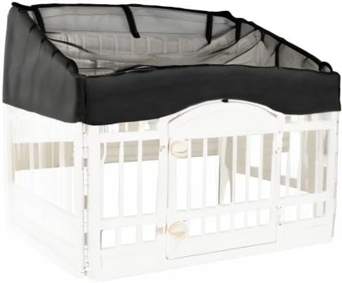 Dog Playpen Mesh Top Cover for 36" Inch Pet Playpen with 4 Panels, Dog Crate Cover Pet Tent Puppy Play Pen Cover, Ideal for Indoor/Outdoor Use. Note: Playpen Not Included (Pure Black)