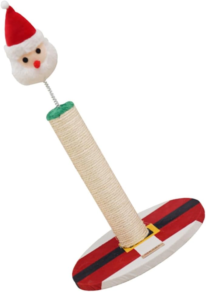 DOITOOL Christmas Cat Scratching Post with Sisal Rope, Vertical Kitten Scratcher for Indoor Cats, Pet Climbing Pole and Play for Daily Use